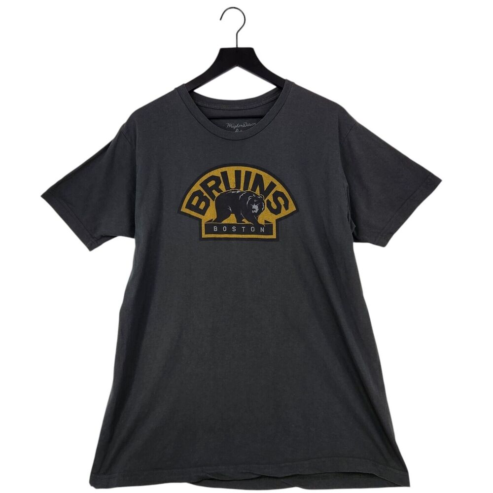 Wright & Ditson Boston Bruins Retro‎ Bear Graphic Logo T-Shirt Large Black